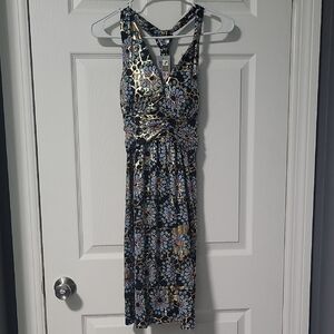 India Boutique Black and White Halter Midi Sundress